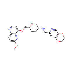 COc1ccc2nccc(OC[C@@H]3CC[C@@H](NCc4cc5c(cn4)OCCO5)CO3)c2n1 ZINC000096284053