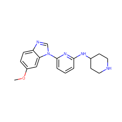 COc1ccc2ncn(-c3cccc(NC4CCNCC4)n3)c2c1 ZINC000029045098