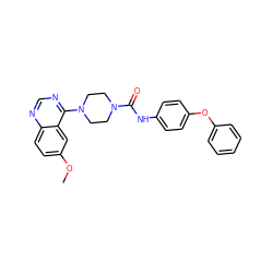 COc1ccc2ncnc(N3CCN(C(=O)Nc4ccc(Oc5ccccc5)cc4)CC3)c2c1 ZINC000013538331