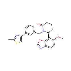 COc1ccc2ncoc2c1[C@@H]1CCCC(=O)N1Cc1cccc(-c2csc(C)n2)c1 ZINC000223042849