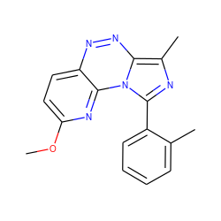 COc1ccc2nnc3c(C)nc(-c4ccccc4C)n3c2n1 ZINC000084711381