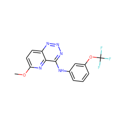 COc1ccc2nnnc(Nc3cccc(OC(F)(F)F)c3)c2n1 ZINC000653713002