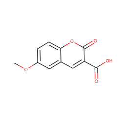 COc1ccc2oc(=O)c(C(=O)O)cc2c1 ZINC000000103684