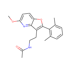 COc1ccc2oc(-c3c(C)cccc3C)c(CCNC(C)=O)c2n1 ZINC000653782487