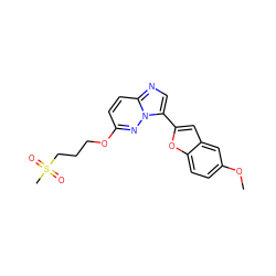 COc1ccc2oc(-c3cnc4ccc(OCCCS(C)(=O)=O)nn34)cc2c1 ZINC000205055210