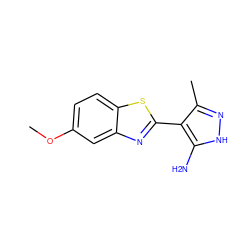 COc1ccc2sc(-c3c(C)n[nH]c3N)nc2c1 ZINC000114398027