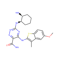 COc1ccc2sc(Nc3nc(N[C@@H]4CCCC[C@@H]4N)nnc3C(N)=O)c(C)c2c1 ZINC000223196739