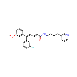 COc1cccc(/C(=C/C=C/C(=O)NCCCCc2cccnc2)c2cccc(F)c2)c1 ZINC000029488131