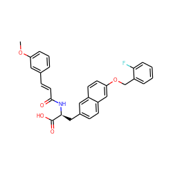 COc1cccc(/C=C/C(=O)N[C@@H](Cc2ccc3cc(OCc4ccccc4F)ccc3c2)C(=O)O)c1 ZINC000072180980