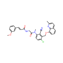 COc1cccc(/C=C/C(=O)NCC(=O)N(C)c2ccc(Cl)c(COc3cccc4ccc(C)nc34)c2C#N)c1 ZINC000002005810