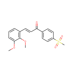 COc1cccc(/C=C/C(=O)c2ccc(S(C)(=O)=O)cc2)c1OC ZINC000653726360