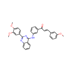 COc1cccc(/C=C/C(=O)c2cccc(Nc3nc(-c4ccc(OC)c(OC)c4)nc4ccccc34)c2)c1 ZINC000653831283