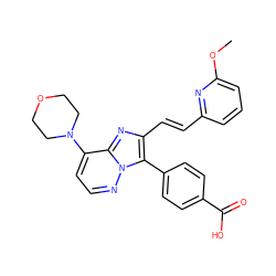 COc1cccc(/C=C/c2nc3c(N4CCOCC4)ccnn3c2-c2ccc(C(=O)O)cc2)n1 ZINC001772638114