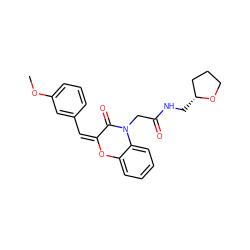 COc1cccc(/C=C2/Oc3ccccc3N(CC(=O)NC[C@@H]3CCCO3)C2=O)c1 ZINC000004932699