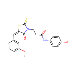 COc1cccc(/C=C2/SC(=S)N(CCC(=O)Nc3ccc(O)cc3)C2=O)c1 ZINC000001203090