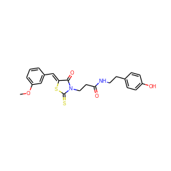 COc1cccc(/C=C2\SC(=S)N(CCC(=O)NCCc3ccc(O)cc3)C2=O)c1 ZINC000013574373