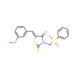 COc1cccc(/C=C2\SC(=S)N(NS(=O)(=O)c3ccccc3)C2=O)c1 ZINC000013680684