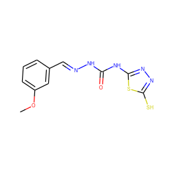 COc1cccc(/C=N/NC(=O)Nc2nnc(S)s2)c1 ZINC000028863620