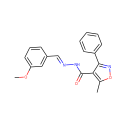 COc1cccc(/C=N/NC(=O)c2c(-c3ccccc3)noc2C)c1 ZINC000000064072