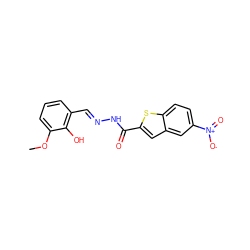 COc1cccc(/C=N/NC(=O)c2cc3cc([N+](=O)[O-])ccc3s2)c1O ZINC000004278852