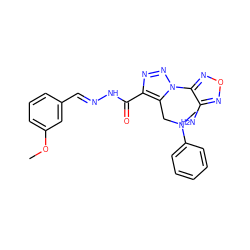 COc1cccc(/C=N/NC(=O)c2nnn(-c3nonc3N)c2CN(C)c2ccccc2)c1 ZINC000009293491