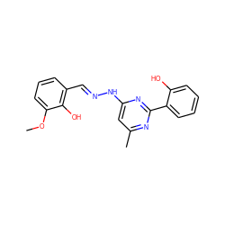 COc1cccc(/C=N/Nc2cc(C)nc(-c3ccccc3O)n2)c1O ZINC000013570703