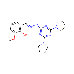 COc1cccc(/C=N/Nc2nc(N3CCCC3)nc(N3CCCC3)n2)c1O ZINC000004857120