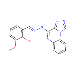 COc1cccc(/C=N/Nc2nc3ccccc3n3cnnc23)c1O ZINC000004793411