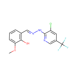 COc1cccc(/C=N/Nc2ncc(C(F)(F)F)cc2Cl)c1O ZINC000003909377