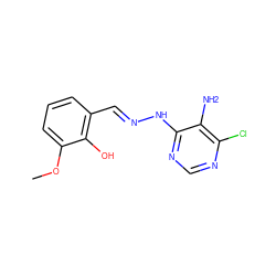 COc1cccc(/C=N/Nc2ncnc(Cl)c2N)c1O ZINC000005341285