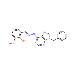 COc1cccc(/C=N/Nc2ncnc3c2ncn3Cc2ccccc2)c1O ZINC000005443433