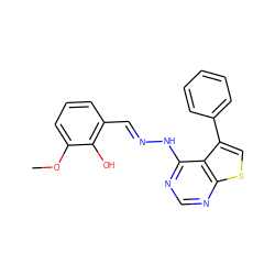 COc1cccc(/C=N/Nc2ncnc3scc(-c4ccccc4)c23)c1O ZINC000005562974