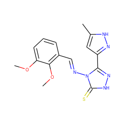 COc1cccc(/C=N/n2c(-c3cc(C)[nH]n3)n[nH]c2=S)c1OC ZINC000005625934