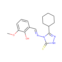 COc1cccc(/C=N/n2c(C3CCCCC3)n[nH]c2=S)c1O ZINC000001251591