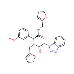 COc1cccc([C@@H](C(=O)NCc2ccco2)N(Cc2ccco2)C(=O)Cn2nnc3ccccc32)c1 ZINC000001376275