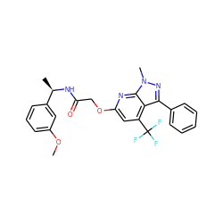 COc1cccc([C@@H](C)NC(=O)COc2cc(C(F)(F)F)c3c(-c4ccccc4)nn(C)c3n2)c1 ZINC000117512528