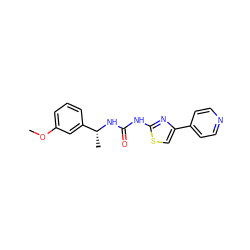 COc1cccc([C@@H](C)NC(=O)Nc2nc(-c3ccncc3)cs2)c1 ZINC000095920566