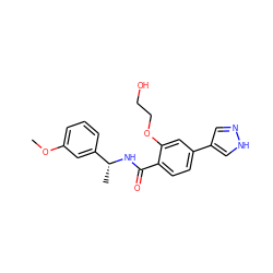 COc1cccc([C@@H](C)NC(=O)c2ccc(-c3cn[nH]c3)cc2OCCO)c1 ZINC001772601107