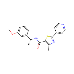 COc1cccc([C@@H](C)NC(=O)c2sc(-c3ccncc3)nc2C)c1 ZINC000063540326