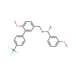 COc1cccc([C@@H](C)NCc2ccc(OC)c(-c3ccc(C(F)(F)F)cc3)c2)c1 ZINC000038559482