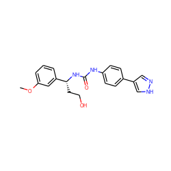 COc1cccc([C@@H](CCO)NC(=O)Nc2ccc(-c3cn[nH]c3)cc2)c1 ZINC000095586573