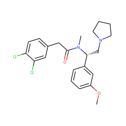 COc1cccc([C@@H](CN2CCCC2)N(C)C(=O)Cc2ccc(Cl)c(Cl)c2)c1 ZINC000013446412