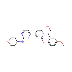 COc1cccc([C@@H](CO)n2ccc(-c3ccnc(NC4CCOCC4)n3)cc2=O)c1 ZINC000206010308