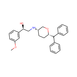 COc1cccc([C@@H](O)CN[C@H]2CC[C@@H](C(c3ccccc3)c3ccccc3)OC2)c1 ZINC000071316100