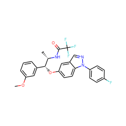 COc1cccc([C@@H](Oc2ccc3c(cnn3-c3ccc(F)cc3)c2)[C@H](C)NC(=O)C(F)(F)F)c1 ZINC000095616569