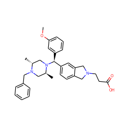 COc1cccc([C@@H](c2ccc3c(c2)CN(CCC(=O)O)C3)N2C[C@@H](C)N(Cc3ccccc3)C[C@@H]2C)c1 ZINC000028568899