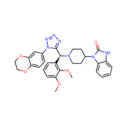 COc1cccc([C@@H](c2nnnn2-c2ccc3c(c2)OCCO3)N2CCC(n3c(=O)[nH]c4ccccc43)CC2)c1OC ZINC000072136046
