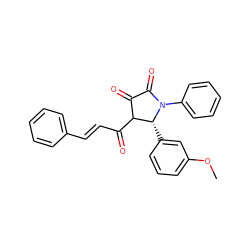 COc1cccc([C@@H]2C(C(=O)/C=C/c3ccccc3)C(=O)C(=O)N2c2ccccc2)c1 ZINC000103301024