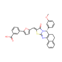 COc1cccc([C@@H]2C3=C(N=c4s/c(=C\c5ccc(-c6cccc(C(=O)O)c6)o5)c(=O)n42)c2ccccc2CC3)c1 ZINC000049783755