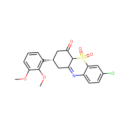 COc1cccc([C@@H]2CC(=O)C3C(=Nc4ccc(Cl)cc4S3(=O)=O)C2)c1OC ZINC000100796252